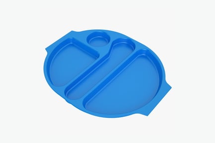 Preview: Blue Sectioned Meal Tray - Child/School Cafeteria