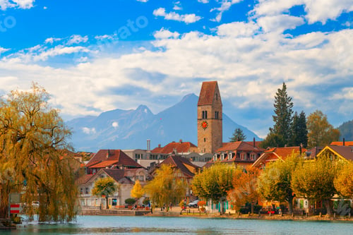 Preview: Unterseen, Switzerland with Autumn Foliage