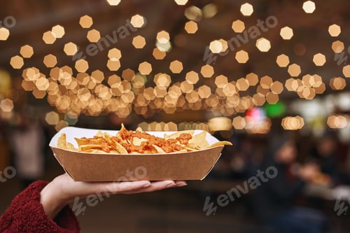 Preview: Side view of mexican food dish nachos con carne. The concept of Mexican cuisine