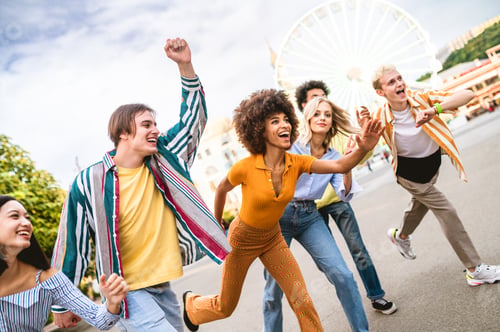 Preview: Group of multiethnics young friends having fun together