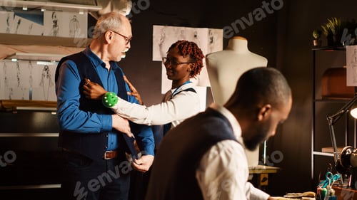 Preview: Fashion Designers Fitting a Vest in Studio