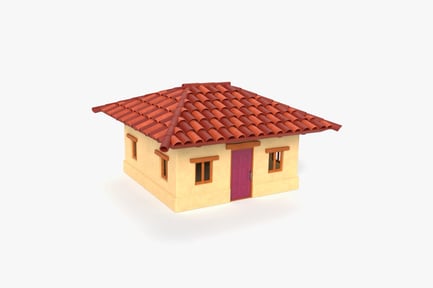 Preview: Cartoon Spanish-Style House with Tile Roof