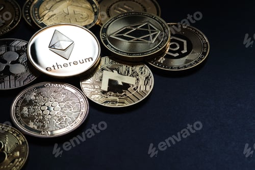 Preview: Various cryptocurrencies with black background