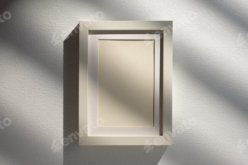 Preview: blank mockup photo freame with sunlight window at white studio