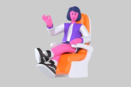 Preview: Cartoon girl relaxing in chair