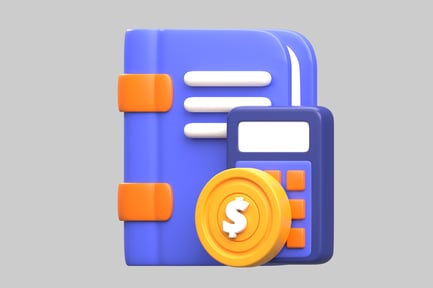 Preview: Finance record with calculator and coin