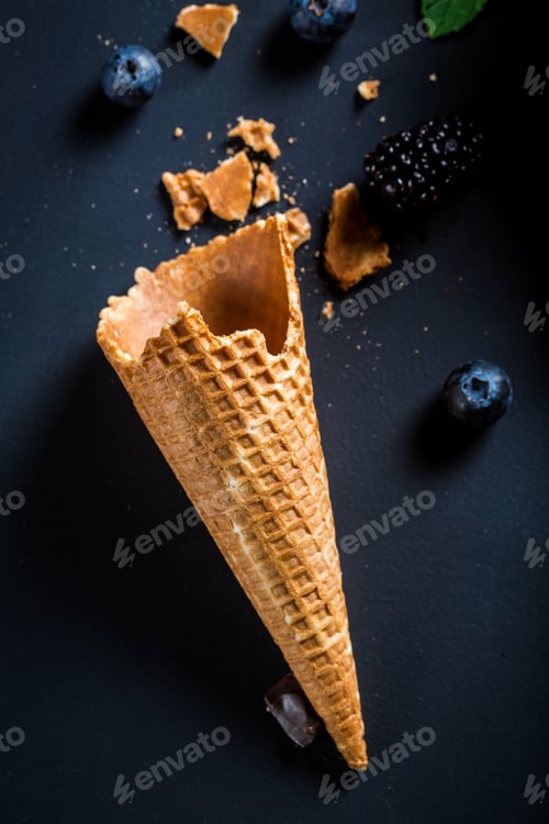 Preview: Homemade ice cream with berry fruits and mint leaves