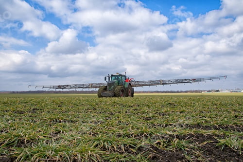 Preview: tractor spraying wheat