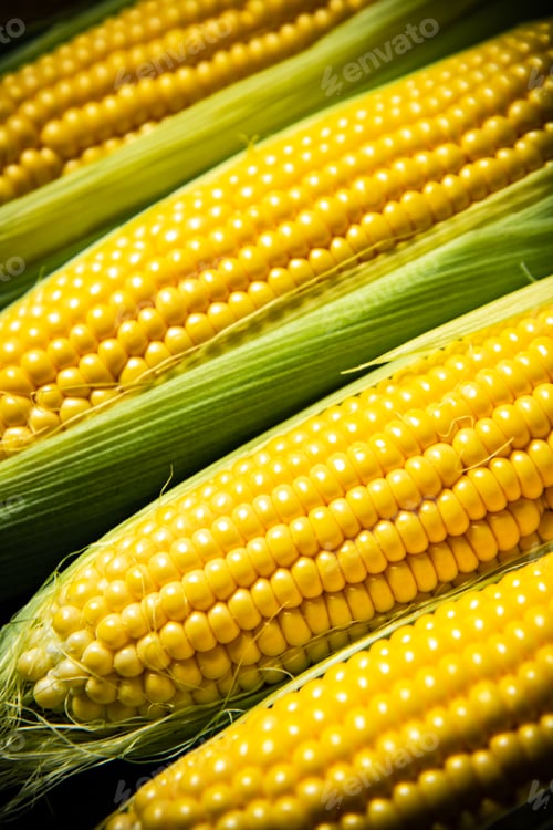 Preview: Fresh corn on cutting board.