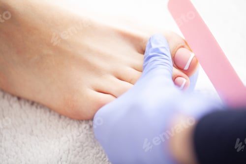 Preview: Pedicure day. Master using professional instruments when doing pedicure.