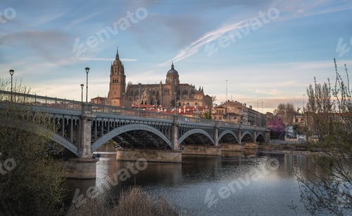 Preview: Skyline view with Cathedral at sunset - Salamanca, Castile and Leon, Spain