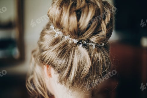 Preview: Elegant Woman's Hairstyle With Decorative Hairband Indoors