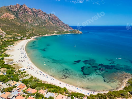 Preview: Aerial drone of Foxi Manna beach in Tertenia. Sardinia, Italy