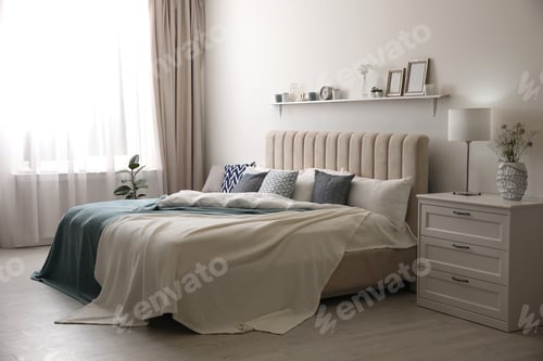 Preview: Bedroom Interior Design with Bed and Nightstand