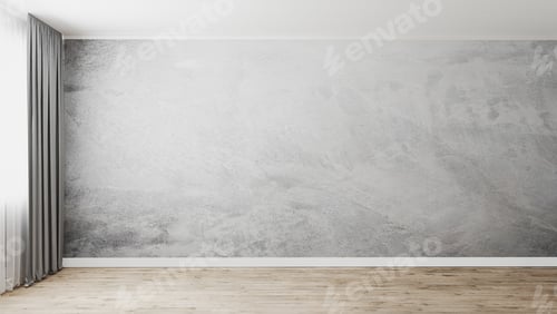 Preview: Empty room with gray decorative plaster wall and wooden floor