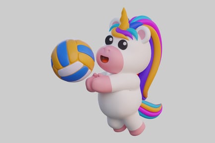 Visualização: Linda jogadora de voleibol unicórnio