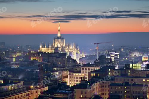 Preview: Milan, Italy Skyline at Dusk