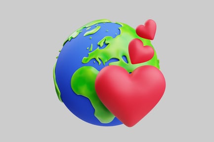 Preview: Earth globe with love hearts