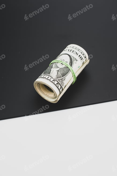 Preview: Roll of Money Secured with Green Rubber Band