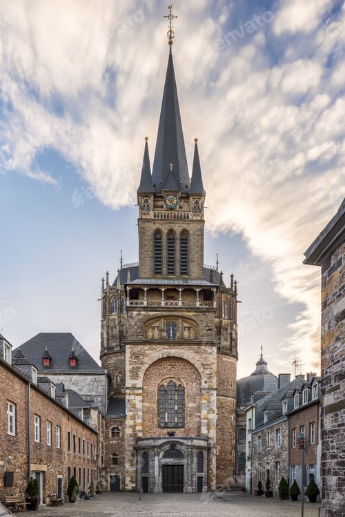 Preview: Vertical shot of a cathedral in Aachen, Germany