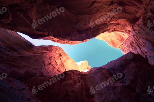 Preview: Looking up in Arizona nature cave rock formation sky