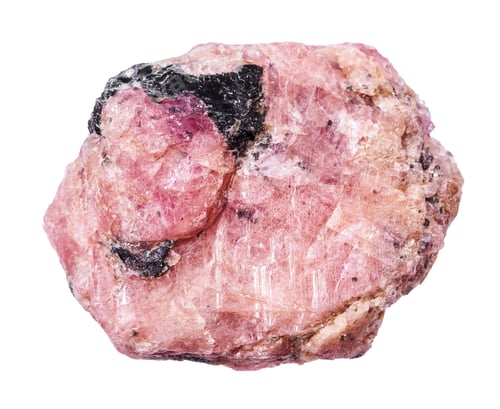 Preview: unpolished pink ruby mineral isolated on white