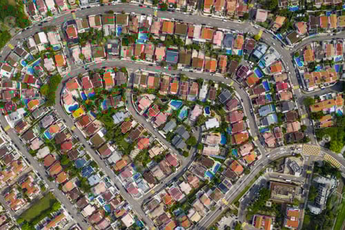 Preview: Tai Po, Hong Kong 17 May 2020: Top view of Hong Kong residential town