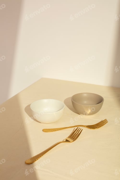 Preview: Simple Still Life: Bowls and Golden Forks