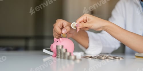 Preview: Piggy Bank With Coins for Savings Investment