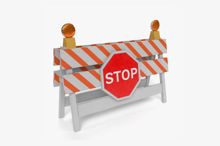 Preview: Roadwork Stop Barrier with Warning Lights