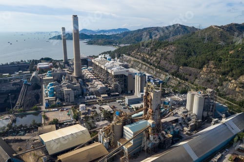 Preview: Tuen Mun, Hong Kong 19 July 2020: Top View of coal fired power plant