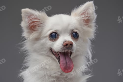 Preview: Joyful cute canine animal with white fluffy fur