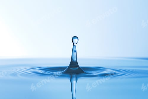 Preview: Abstract studio shot of a water droplet falling into a puddle of water