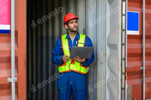 Preview: Warehouse engineer working at container yard