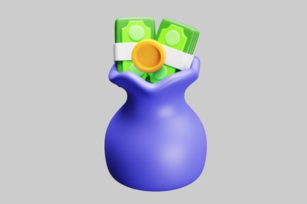 Preview: Cartoon coin and money bag