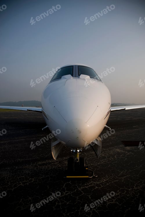 Preview: Close up of stationary private jet