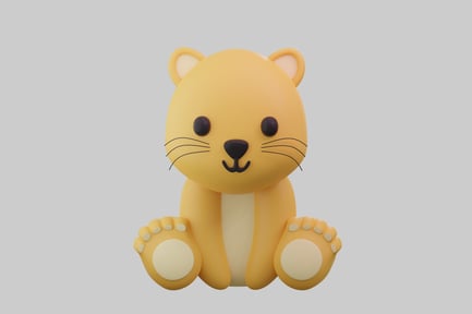 Preview: Cute cartoon lion cub sitting