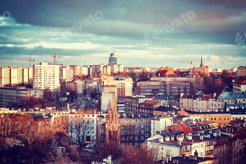 Preview: Szczecin City at sunset, Poland.