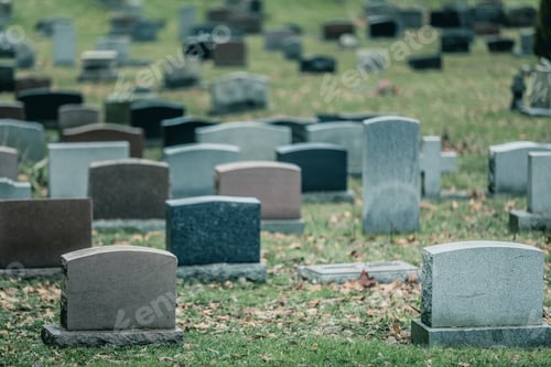 Preview: Back of Gravestones in a Old Cemetery in Autumn