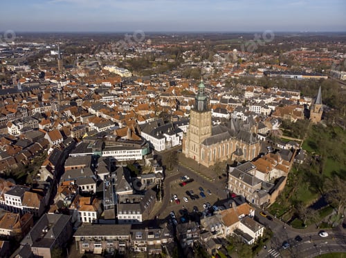 Preview: Urban landscape with church seen from above