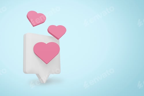 Preview: Love sketching concept on speech bubble and blue background.