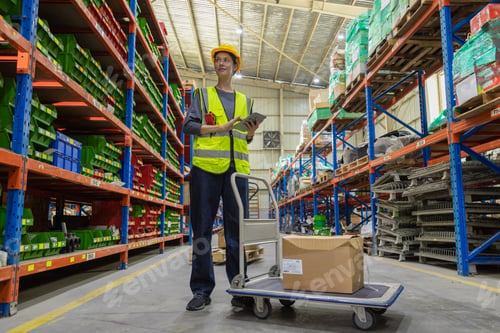 Preview: Store clerks inspect products, warehouses, industrial and logistics supply chains.