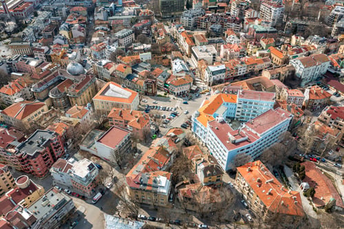 Preview: Aerial view from a drone over the old city, Varna