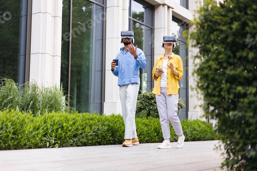 Preview: People Using VR Headsets Outdoors