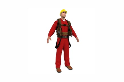 Preview: Construction worker with extended arms and safety harness