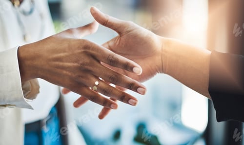 Preview: Shaking to a perfect deal. Closeup shot of two businesswomen shaking hands in an office.