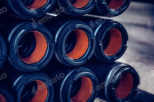 Preview: Brand new drill pipes for oil extraction. Petrolium extraction concept