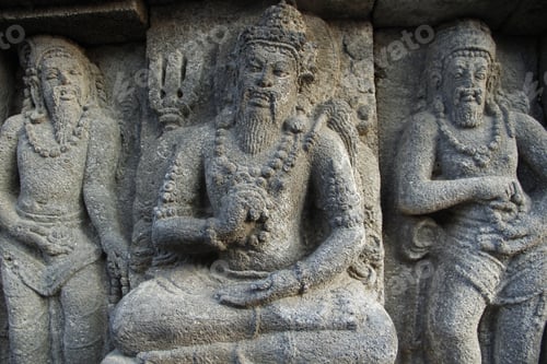 Preview: Three beautiful figures in the prambanan temple. Indonesia