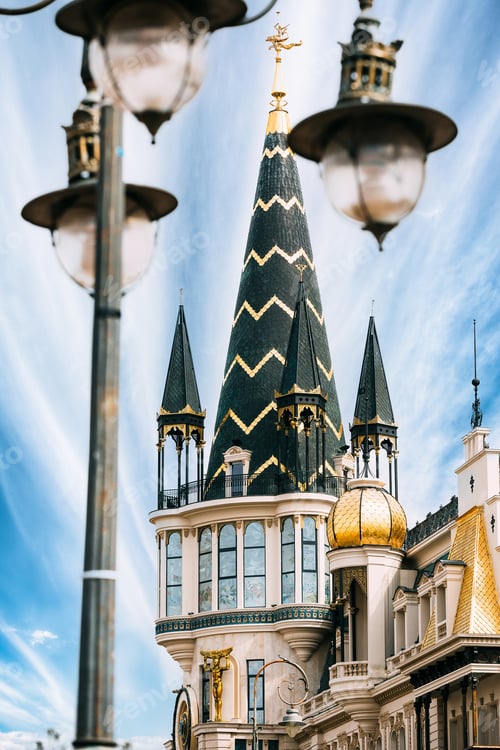 Preview: Batumi, Adjara, Georgia. Former National Bank Building With Astronomical Clock On Europe Square