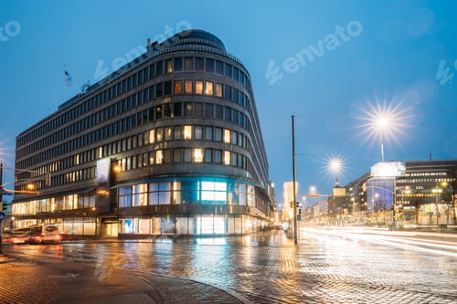 Preview: Helsinki, Finland. Hotel And Shopping Center On Crossroad Of Kai